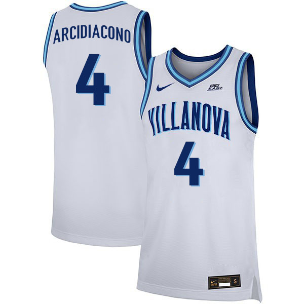 Men #4 Chris Arcidiacono Willanova Wildcats College 2022-23 Basketball Stitched Jerseys Sale-White
